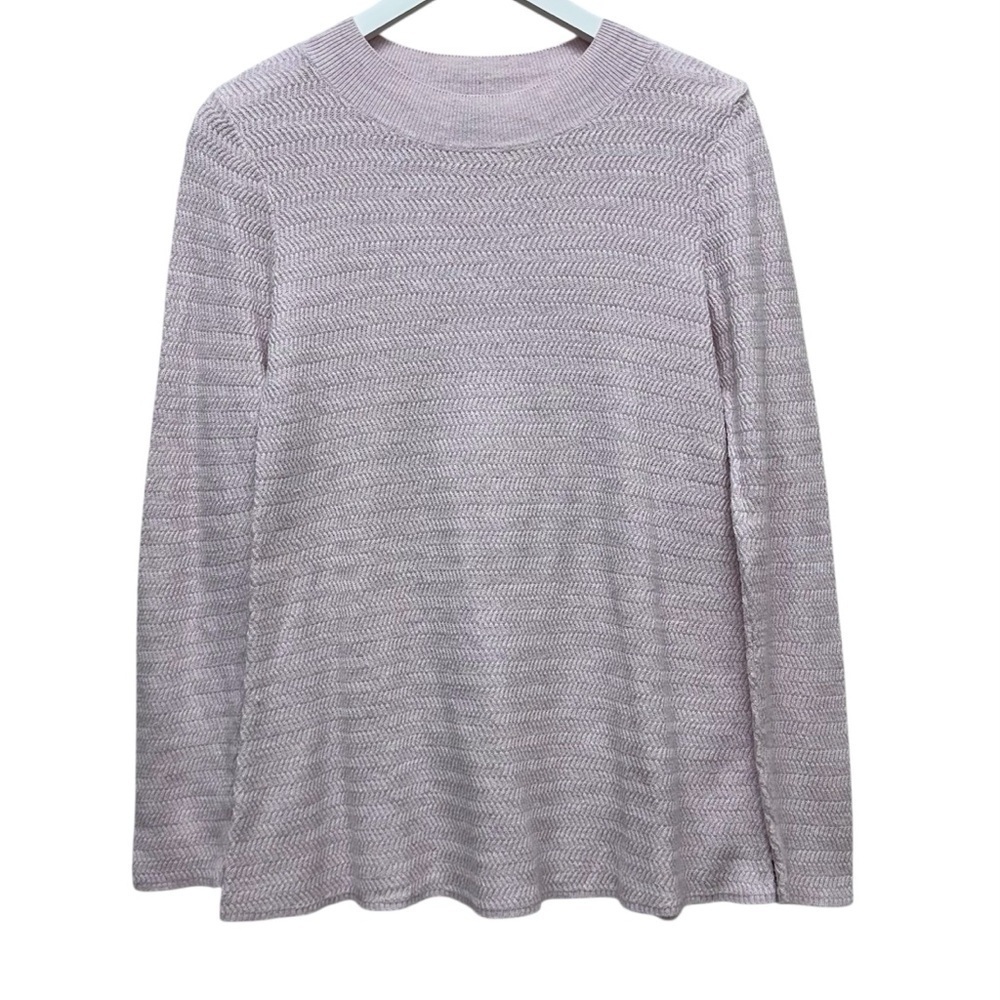 Ann Taylor Factory Women's Pink Knit  Round Neck Long Sleeve Sweater Top Small